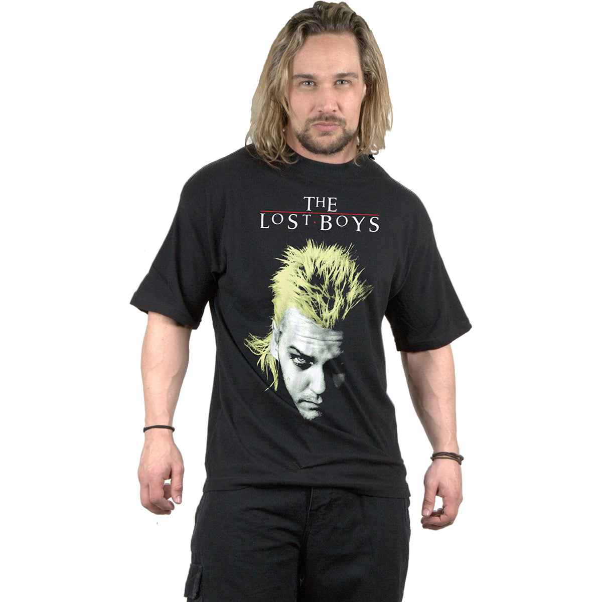 THE LOST BOYS - DAVID AND LOGO - Front Print T-Shirt Black - Damned Threads
